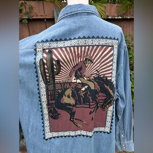 Wrangler Women's Rodeo Poster Light Denim Long Sleeve Size XXL